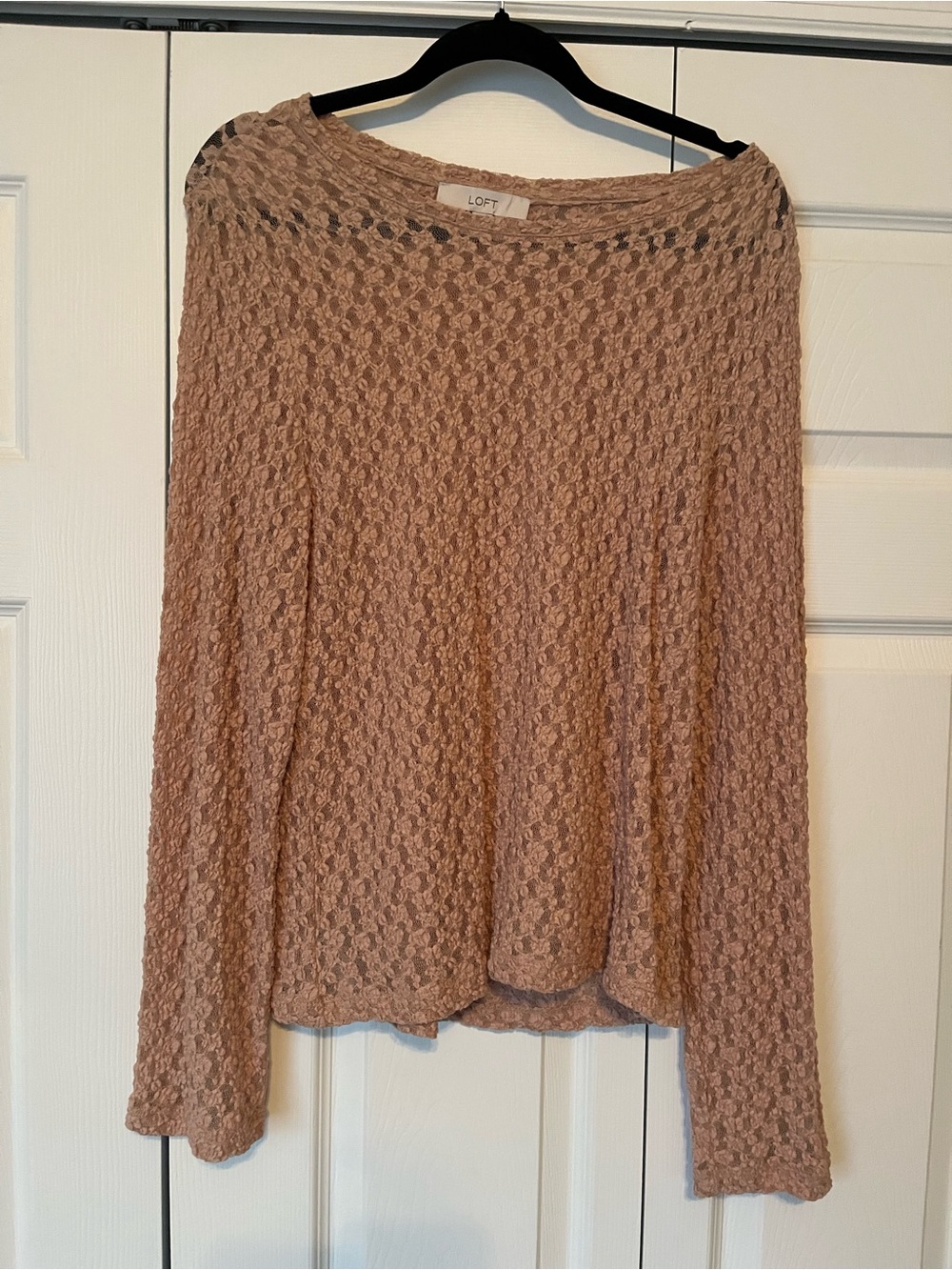 LOFT Women's Textured Knit Shirt-Blush Tan